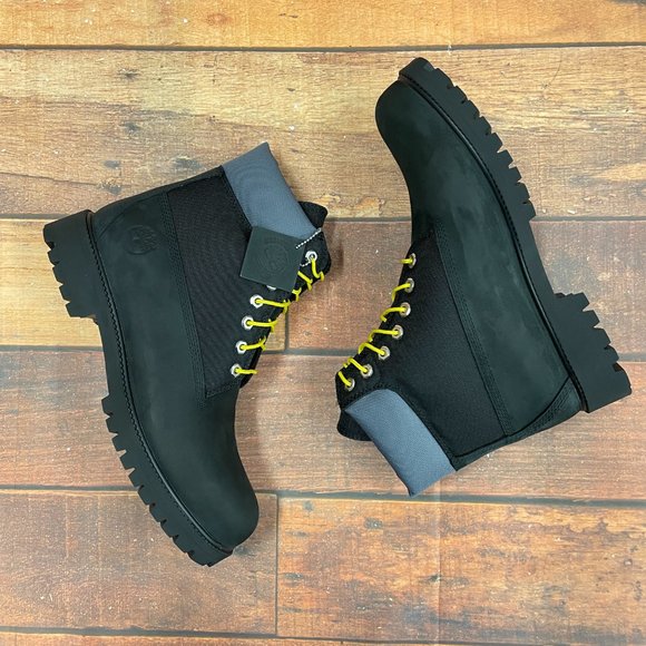 Timberland Men's Heritage 6" Black Regeneratve Leather Waterproof Boots - Picture 2 of 6